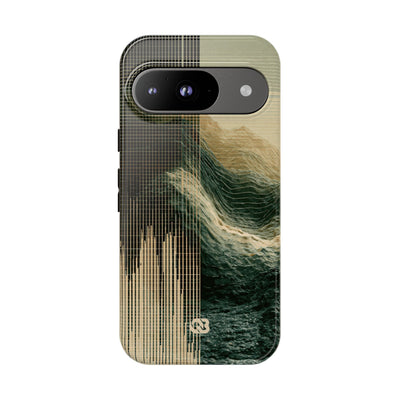 Beige Tough Phone Case for Google Pixel - Veridian Data Ridge