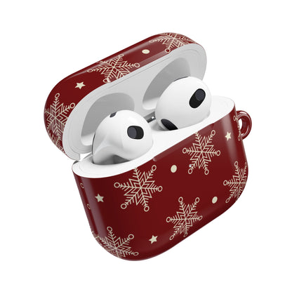 Cream Snowflakes Crimson - AirPods Case