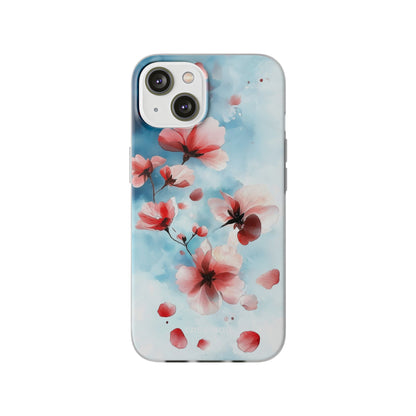 Pink Blossom Drift iPhone 14 Skal - Mjuk