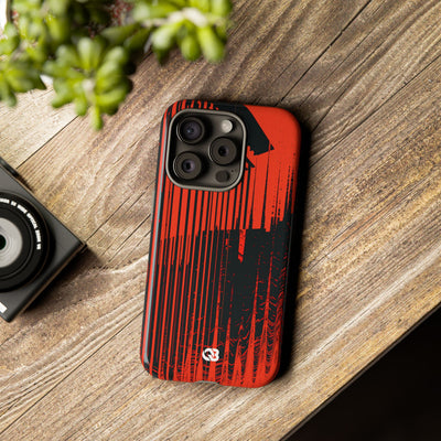 Red Tough Phone Case for iPhone - Crimson Brutalist Distortion