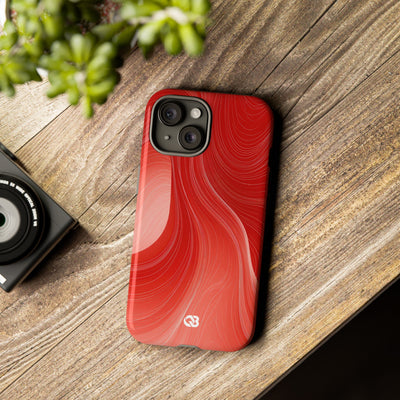Red Tough Phone Case for iPhone - Crimson Silk Strands