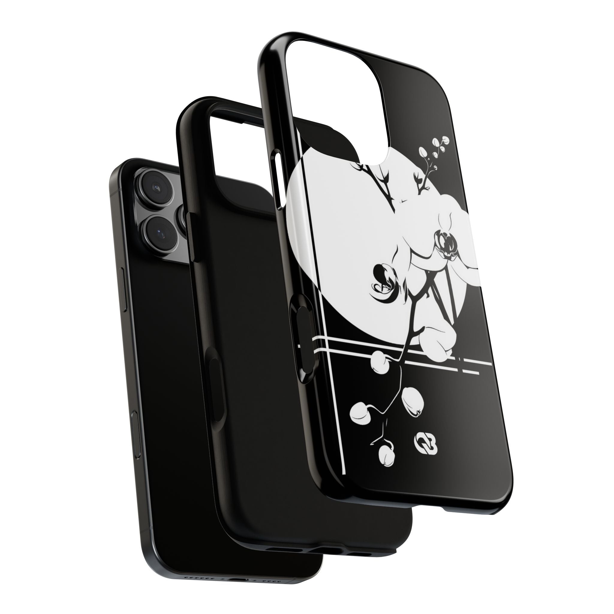 Black Tough Phone Case for iPhone - Lunar Orchid Grid