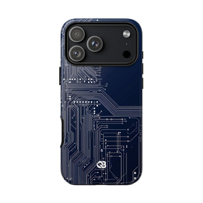 Blue Tough Phone Case for iPhone - Cobalt Data Stream