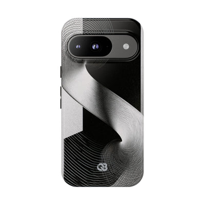 Grey Tough Phone Case for Google Pixel - Obsidian Moiré Wave
