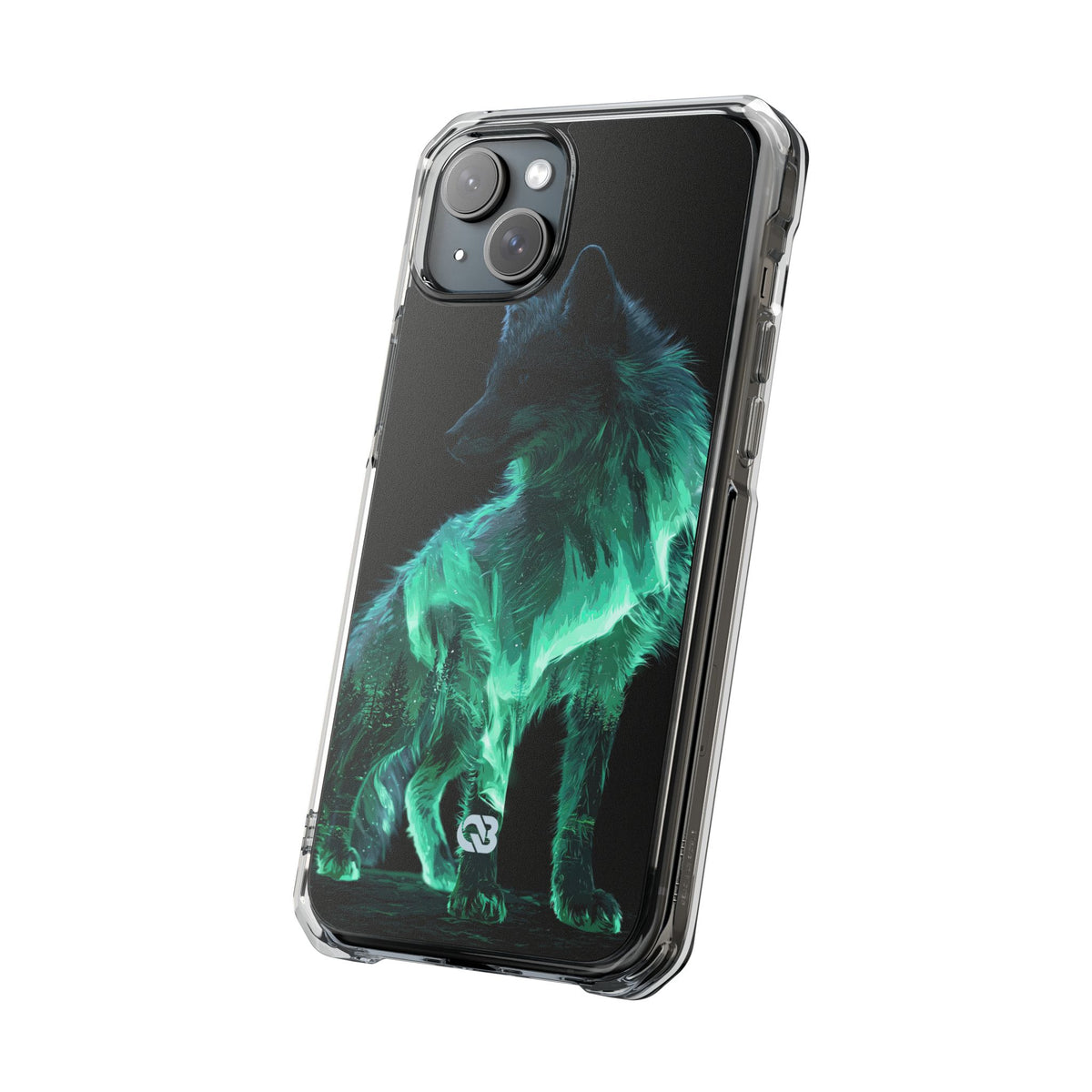 Nordic Aurora Fox · Clear Impact Magnetic Phone Case for iPhone · Teal