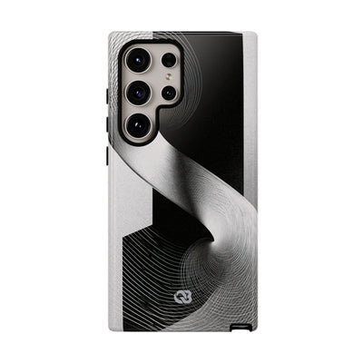 Grey Tough Phone Case for Samsung - Obsidian Moiré Wave