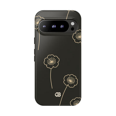 Black Tough Phone Case for Google Pixel - Obsidian Sand Petals