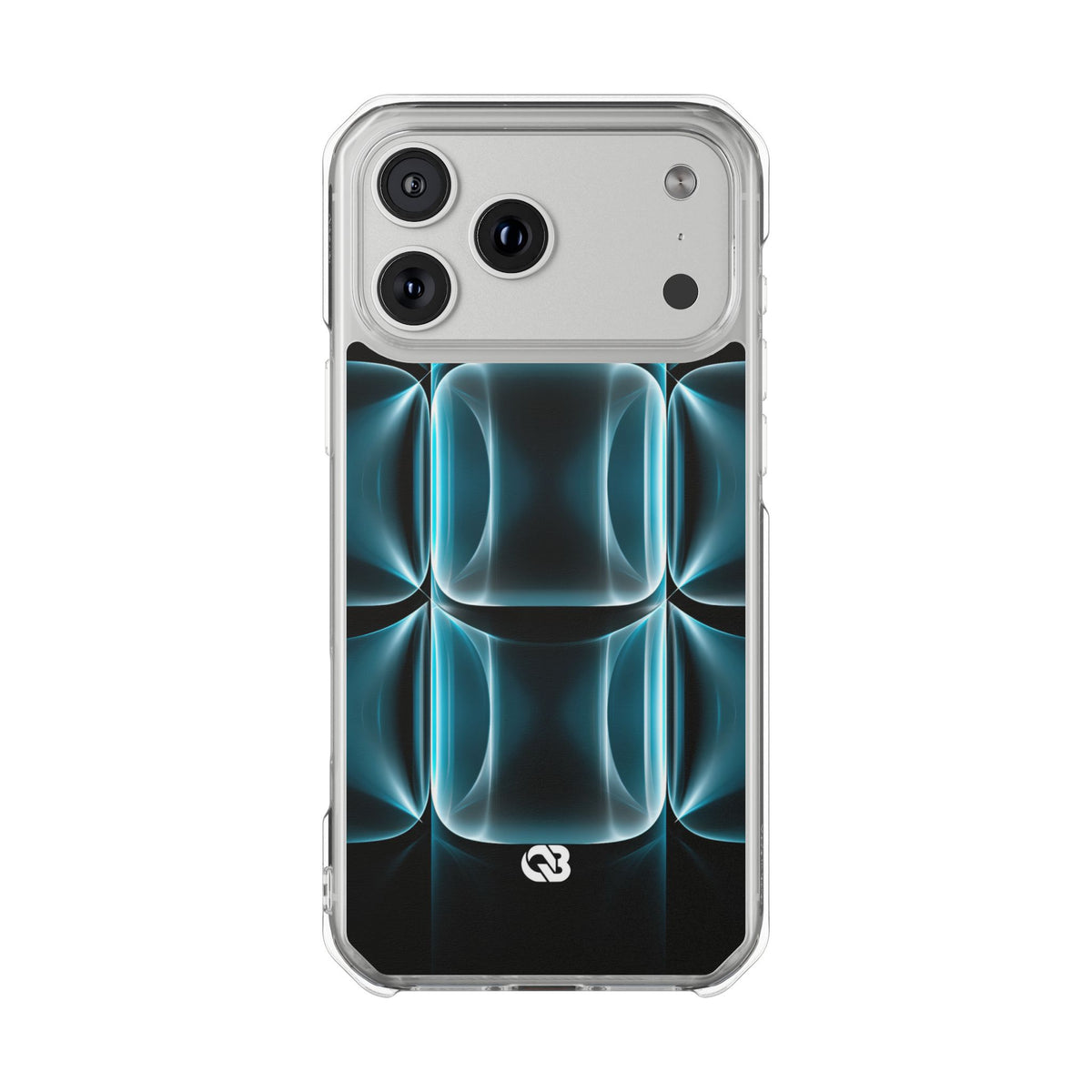 Translucent Cyber Grid · Clear Impact Magnetic Phone Case for iPhone ·  Teal