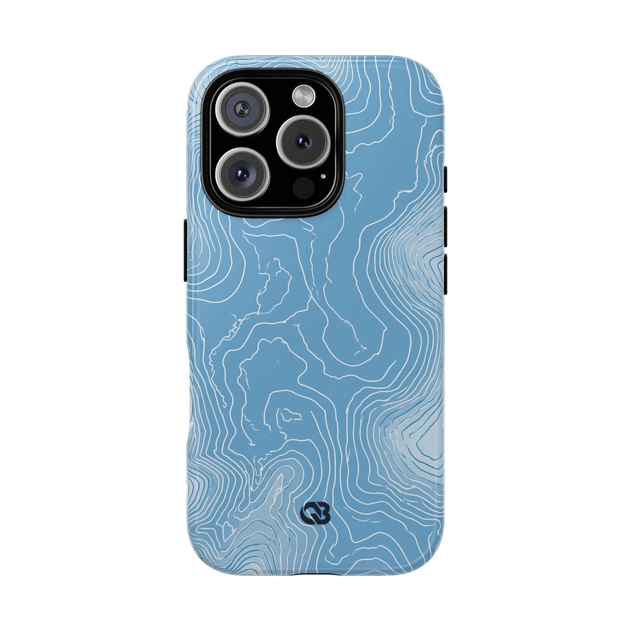 Blue Tough Phone Case for iPhone - Glacial Ridge Topo