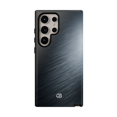 Grey Tough Phone Case for Samsung - Charcoal Brushed Steel