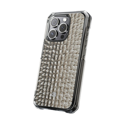 Beige Impact MagSafe Phone Case for iPhone - Bone Spiked Grid
