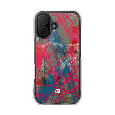 Neon Static Drip · Clear Impact Magnetic Phone Case for iPhone · Pink