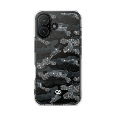 Glitter Shadow Camo · Clear Impact Magnetic Phone Case for iPhone · Black