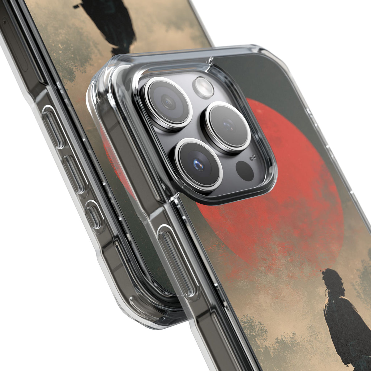 Crimson Moon Ronin · Clear Impact Magnetic Phone Case for iPhone · Red