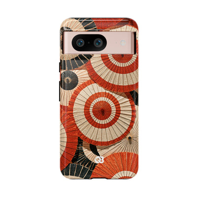 Vermilion Wagasa Motif · Tough Phone Case for Pixel ·  Red