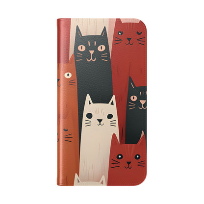 Cat Columns Orange - iPhone 16 Plus Case - Wallet
