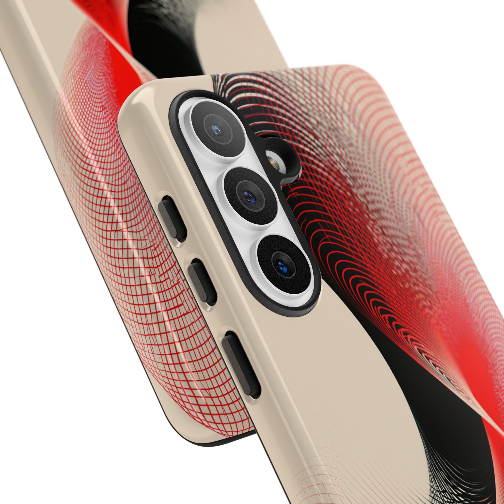 Red Tough Phone Case for Samsung - Crimson Grid Vortex