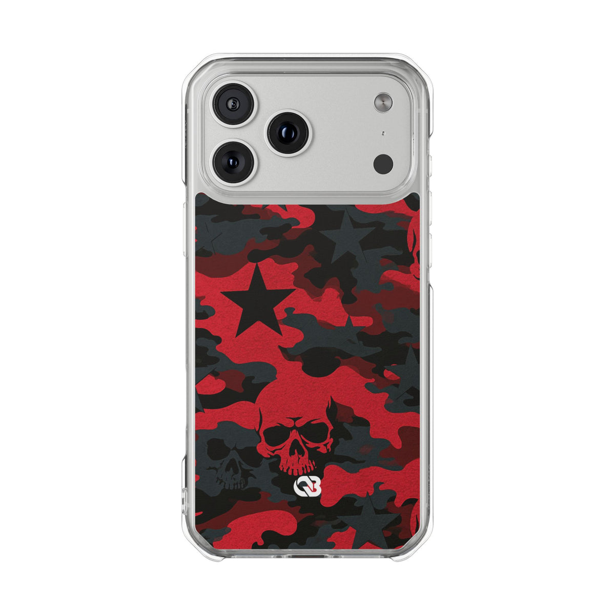 Crimson Skull Camo · Clear Impact Magnetic Phone Case for iPhone · Red