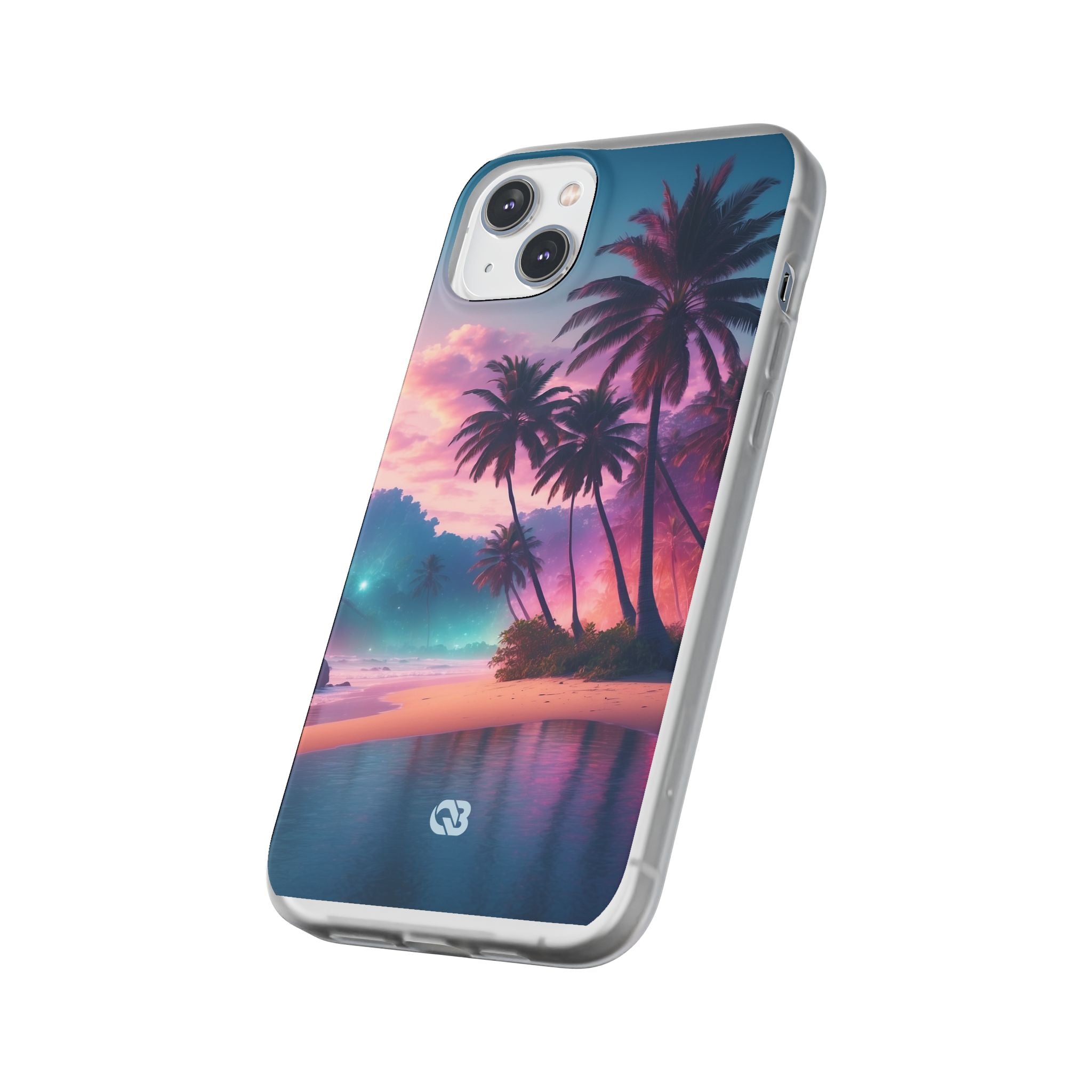 Neon Shore Palms · Soft Phone Case for iPhone