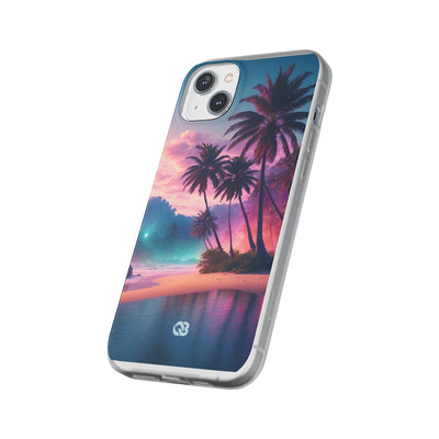Neon Shore Palms · Soft Phone Case for iPhone
