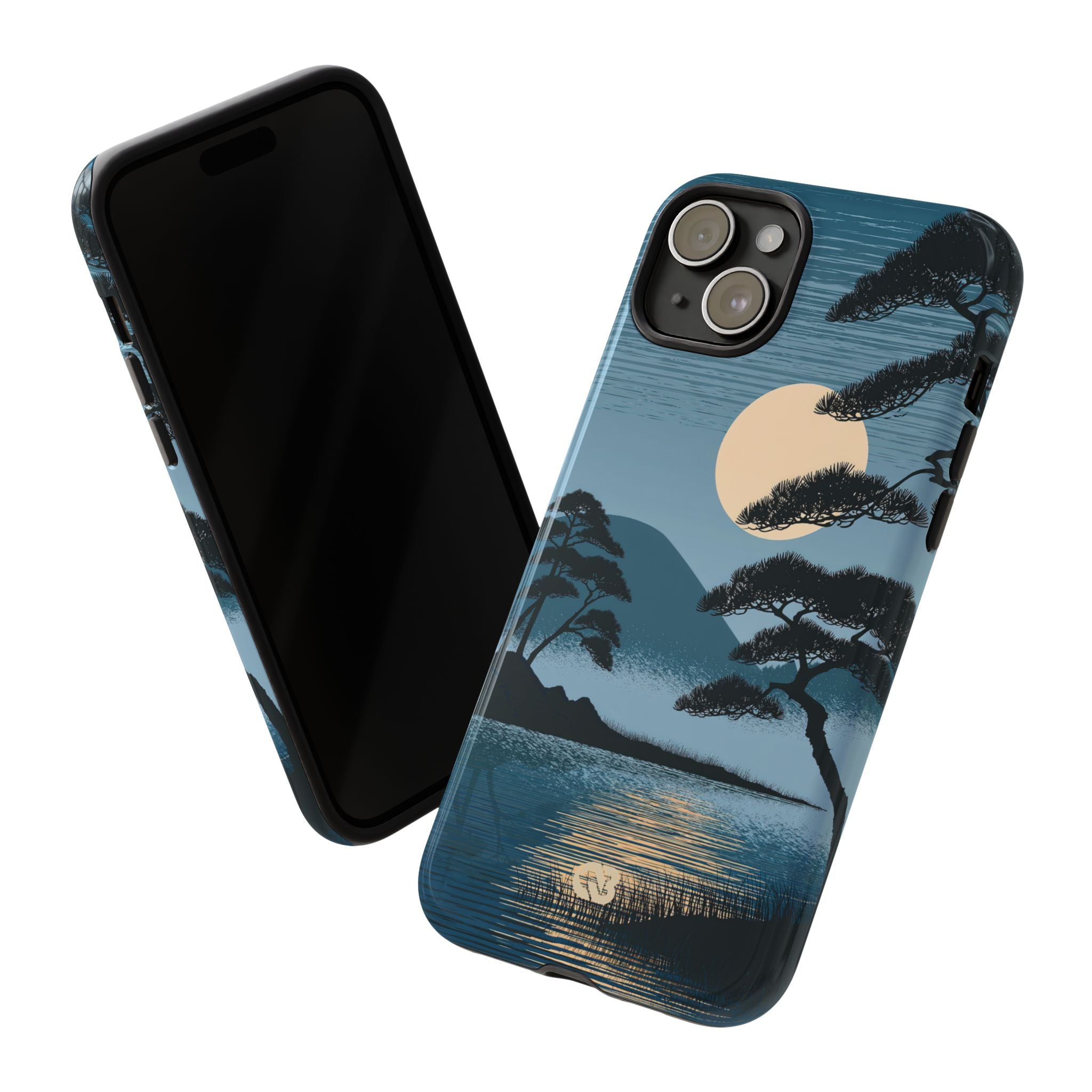 Blue Tough Phone Case for iPhone - Midnight Kyoto Pine