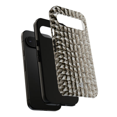 Beige Tough Phone Case for Google Pixel - Bone Spiked Grid