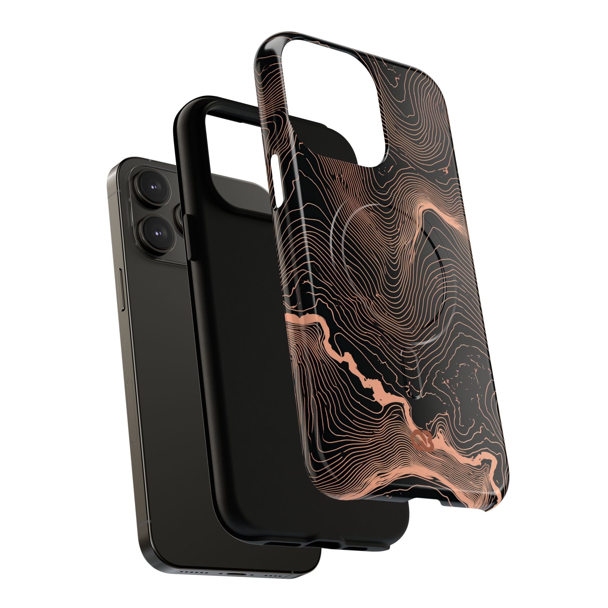 Orange Tough 2.0 Magsafe Phone Case for iPhone - Salmon Ridge Topo