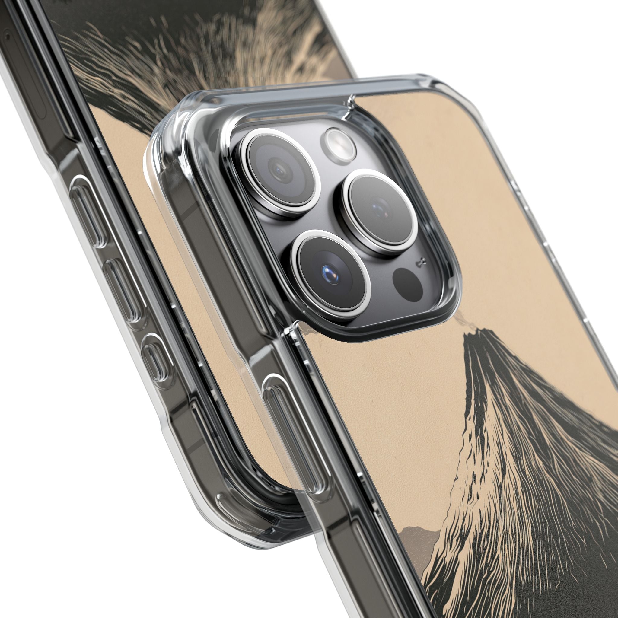 Beige Impact MagSafe Phone Case for iPhone - Obsidian Ink Summit
