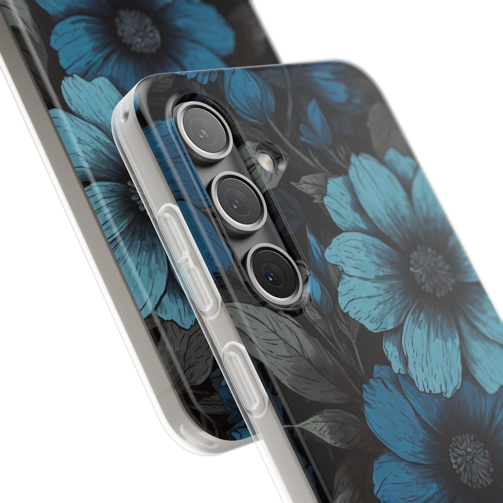 Obsidian Blue Petals · Soft Phone Case for Samsung