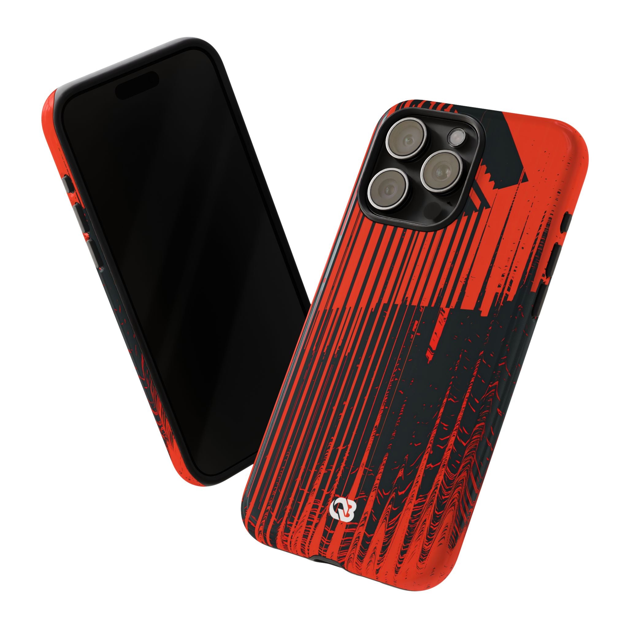 Red Tough Phone Case for iPhone - Crimson Brutalist Distortion