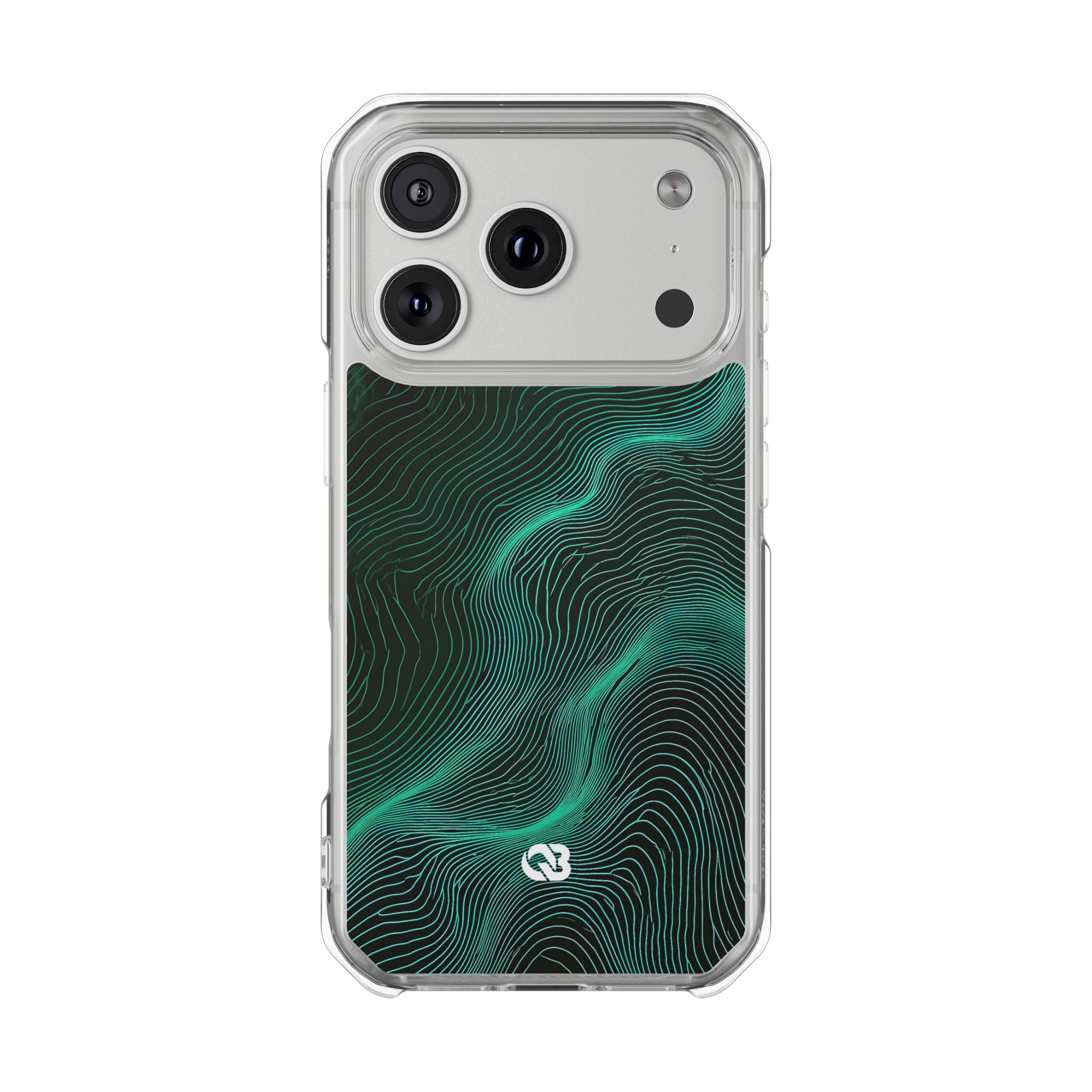 Teal Impact MagSafe Phone Case for iPhone - Neon Jade Contour
