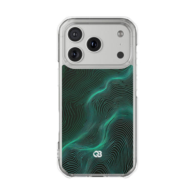 Teal Impact MagSafe Phone Case for iPhone - Neon Jade Contour