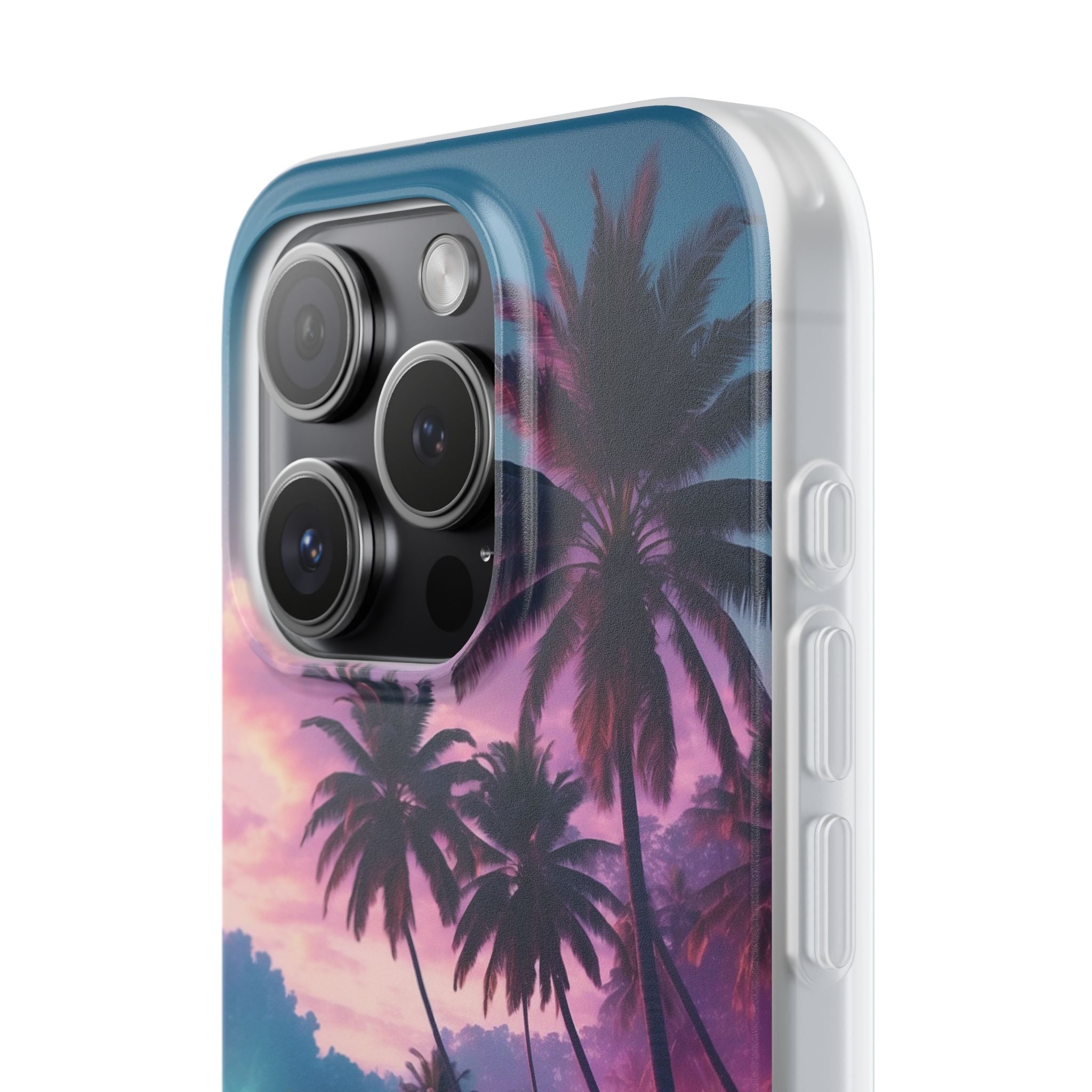Neon Shore Palms · Soft Phone Case for iPhone