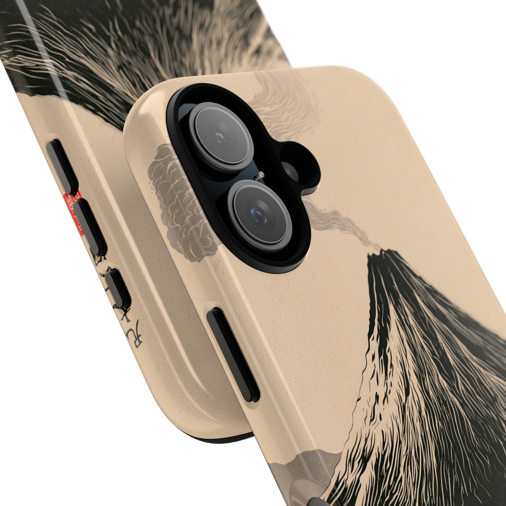 Beige Tough Phone Case for iPhone - Obsidian Ink Summit