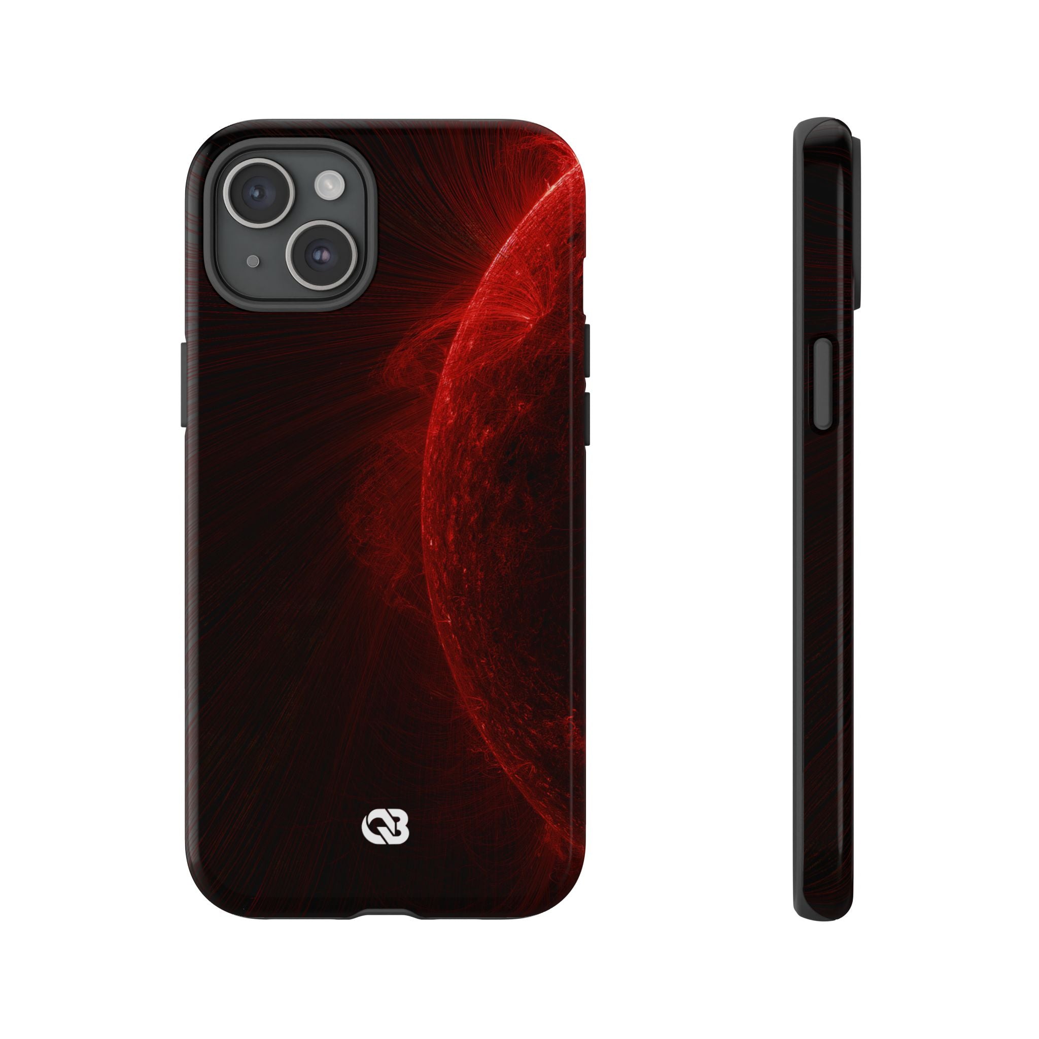 Red Tough Phone Case for iPhone - Solar Crimson Flare