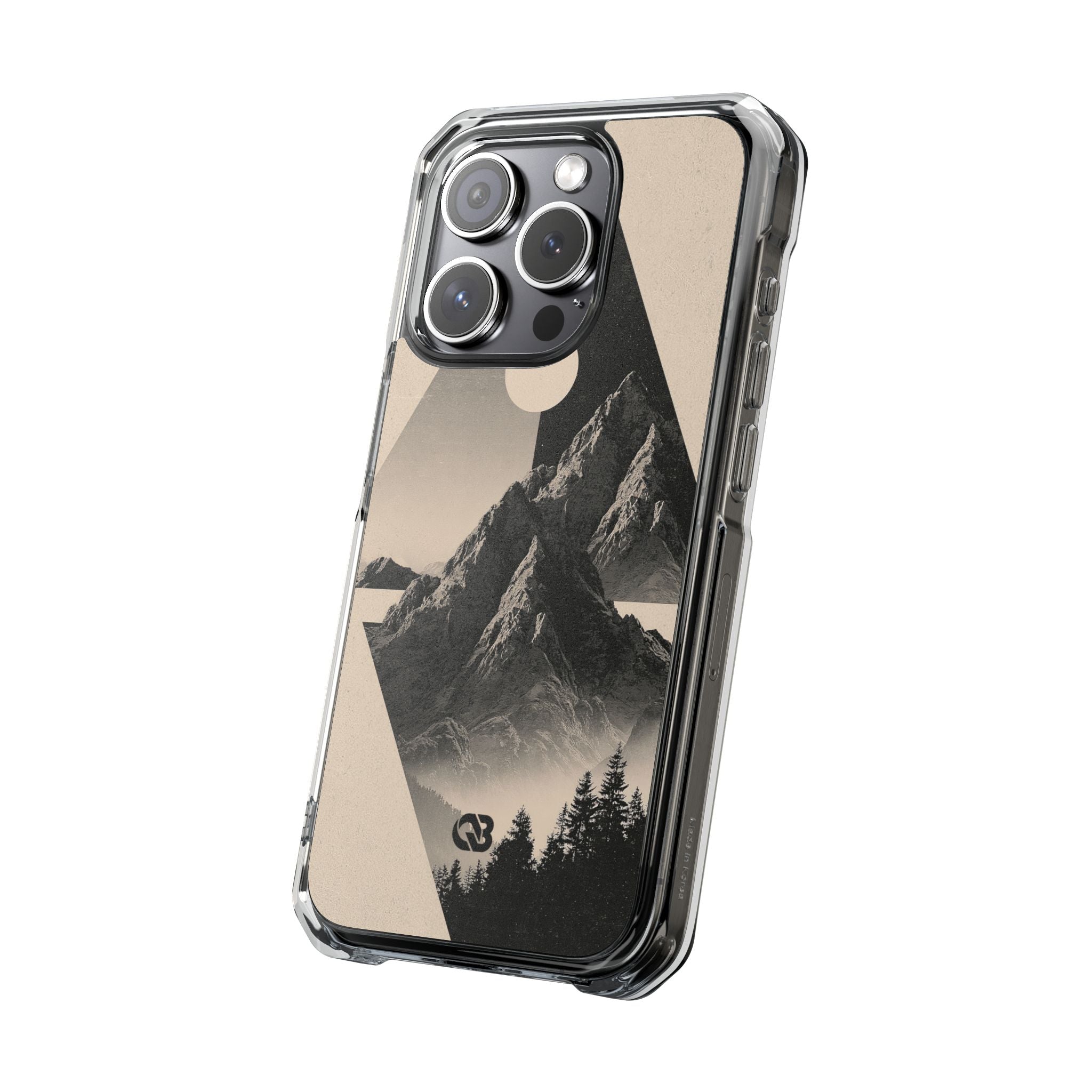 Beige Impact MagSafe Phone Case for iPhone - Obsidian Summit Parchment