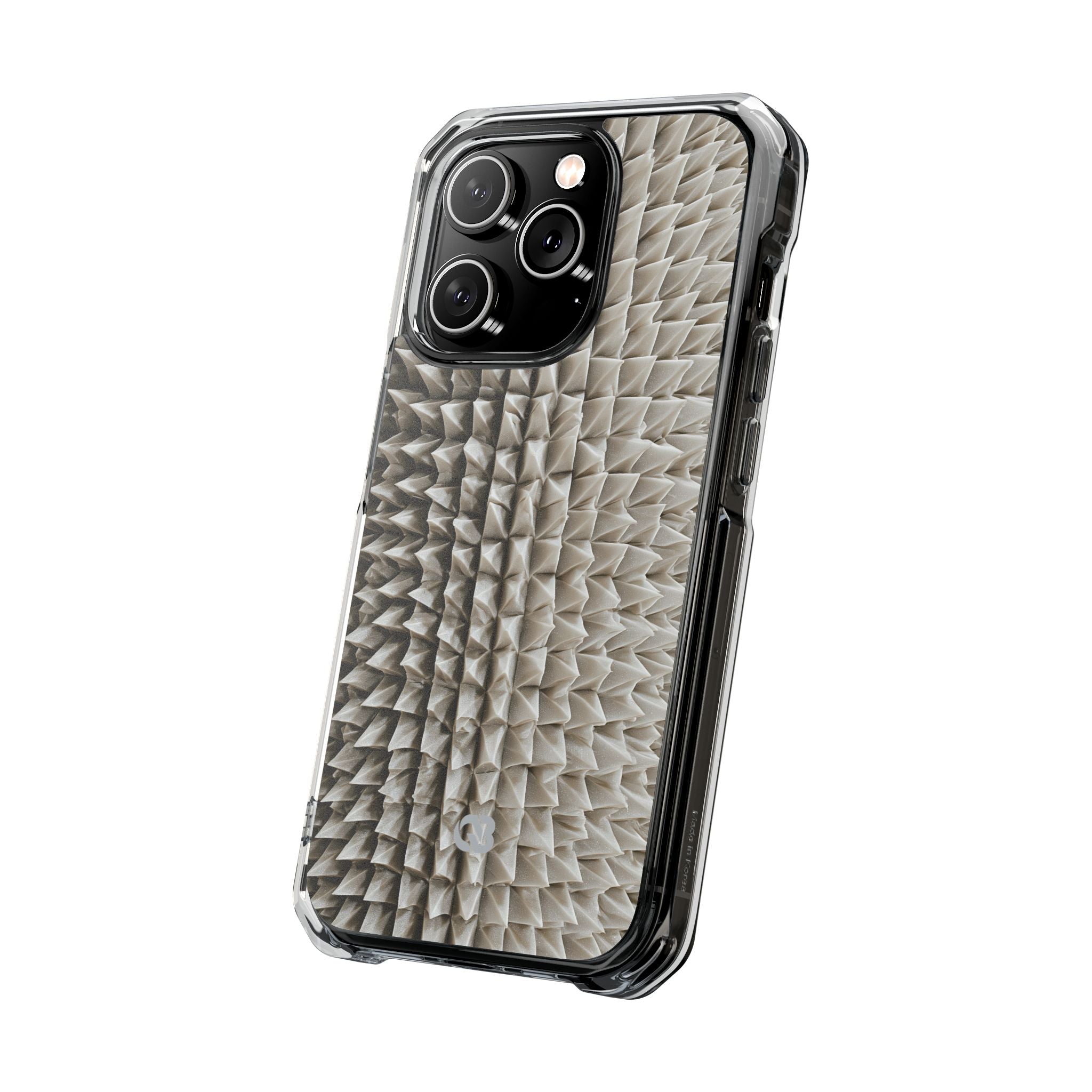 Beige Impact MagSafe Phone Case for iPhone - Bone Spiked Grid