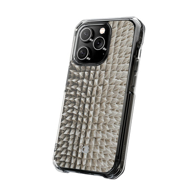 Beige Impact MagSafe Phone Case for iPhone - Bone Spiked Grid