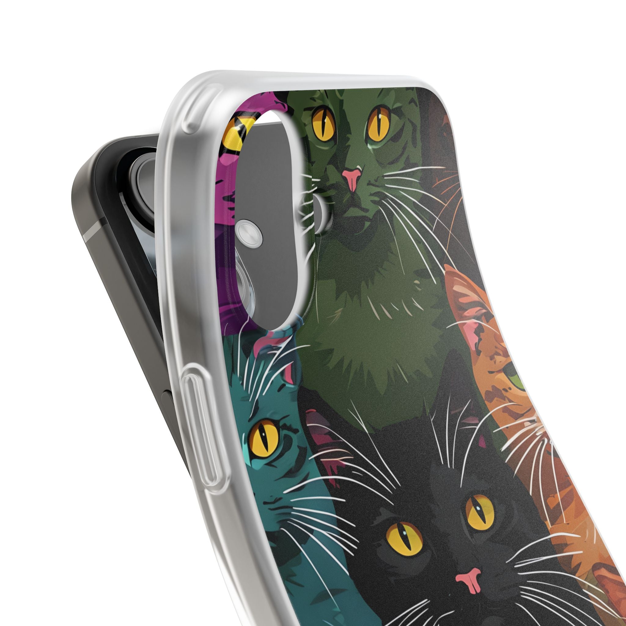 Teal Cat Grid iPhone 16 Plus Case - Soft