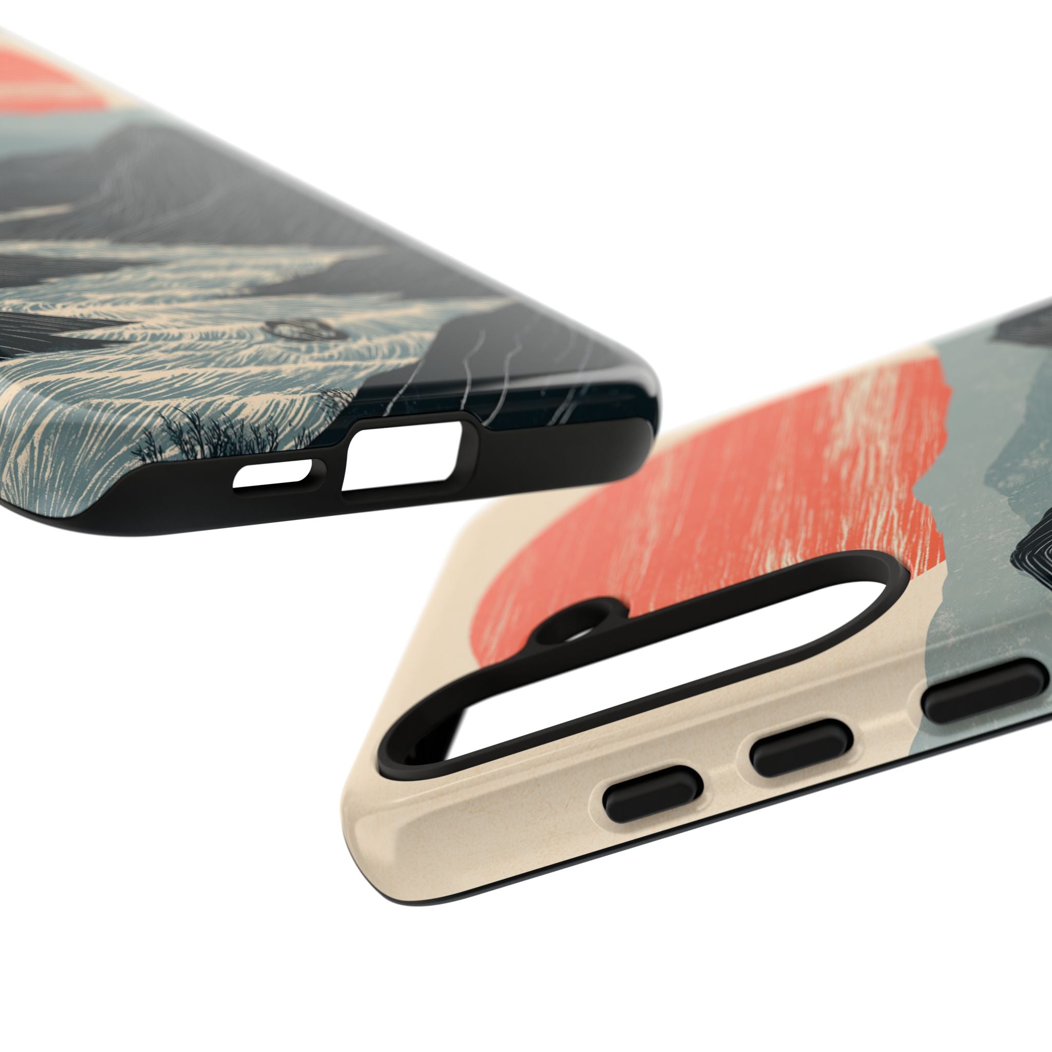 Beige Tough Phone Case for Samsung - Crimson Ridge Flow
