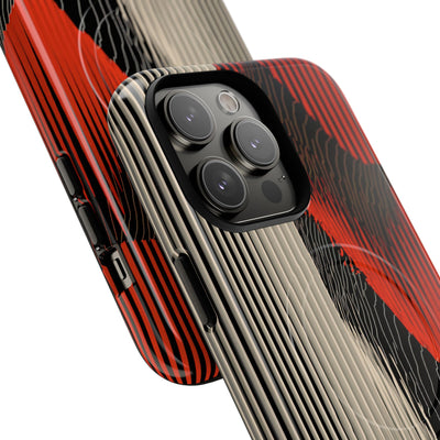Red Tough 2.0 Magsafe Phone Case for iPhone - Crimson Pulse Topo
