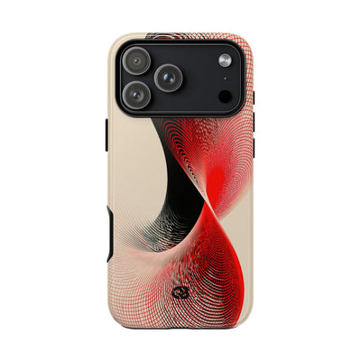 Red Tough Phone Case for iPhone - Scarlet Wireframe Helix