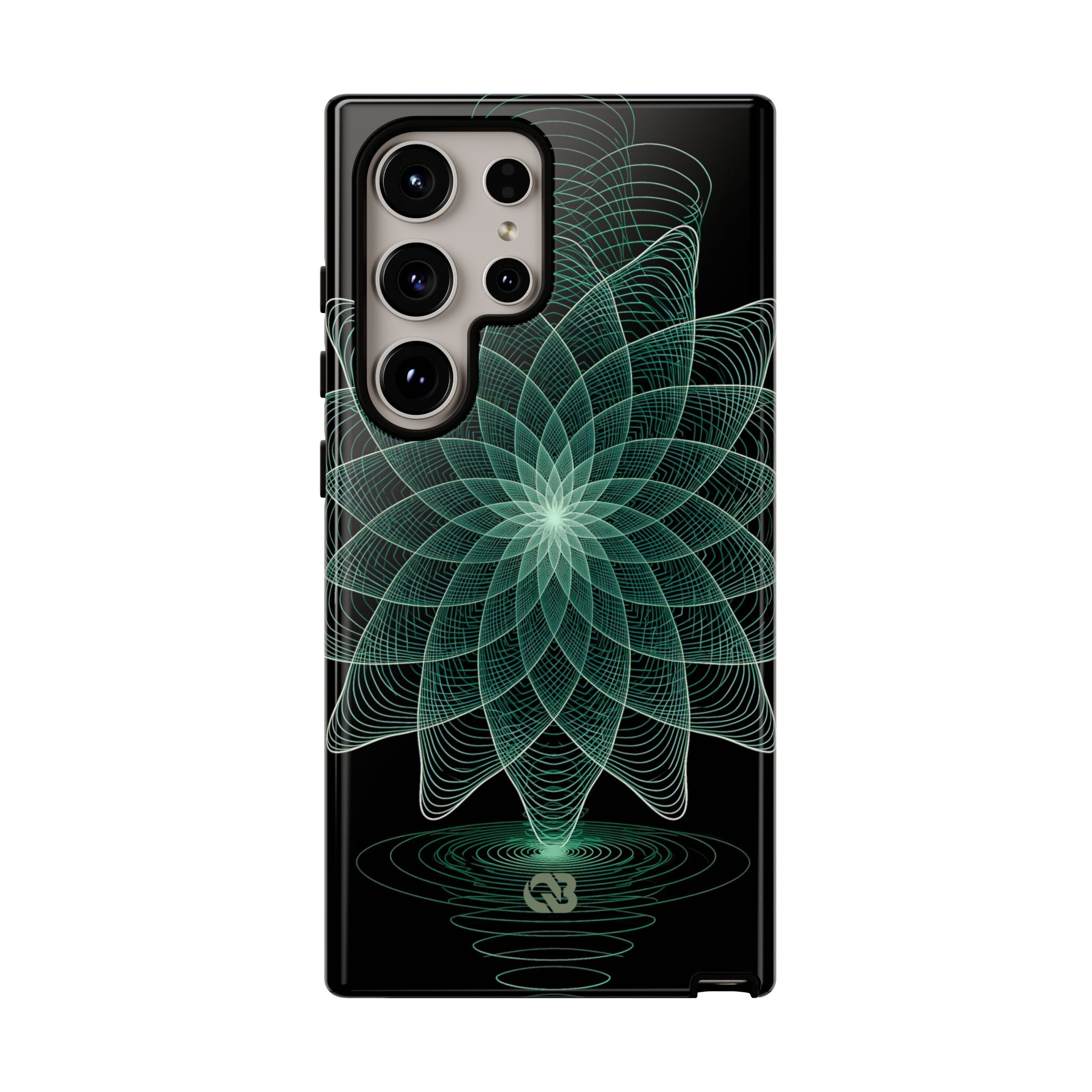Green Tough Phone Case for Samsung - Cyan Signal Bloom