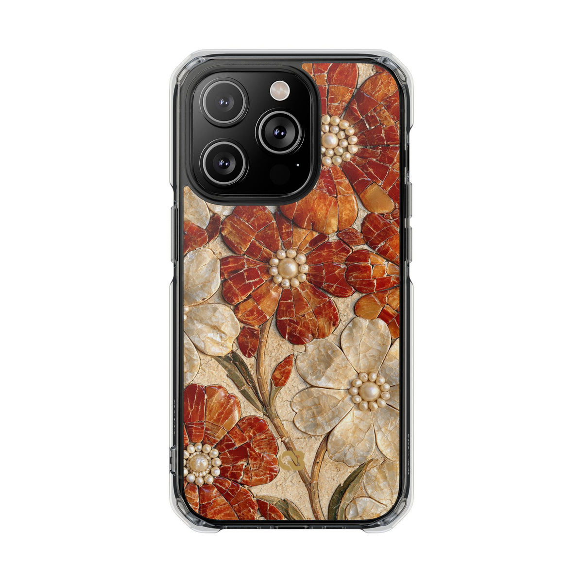 Carnelian Pearl Bloom · Clear Impact Magnetic Phone Case for iPhone · Orange