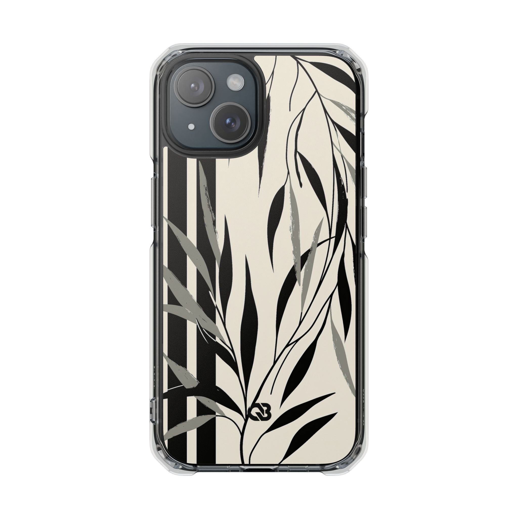 Beige Impact MagSafe Phone Case for iPhone - Soot Leaf Sketch