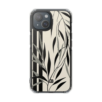 Beige Impact MagSafe Phone Case for iPhone - Soot Leaf Sketch