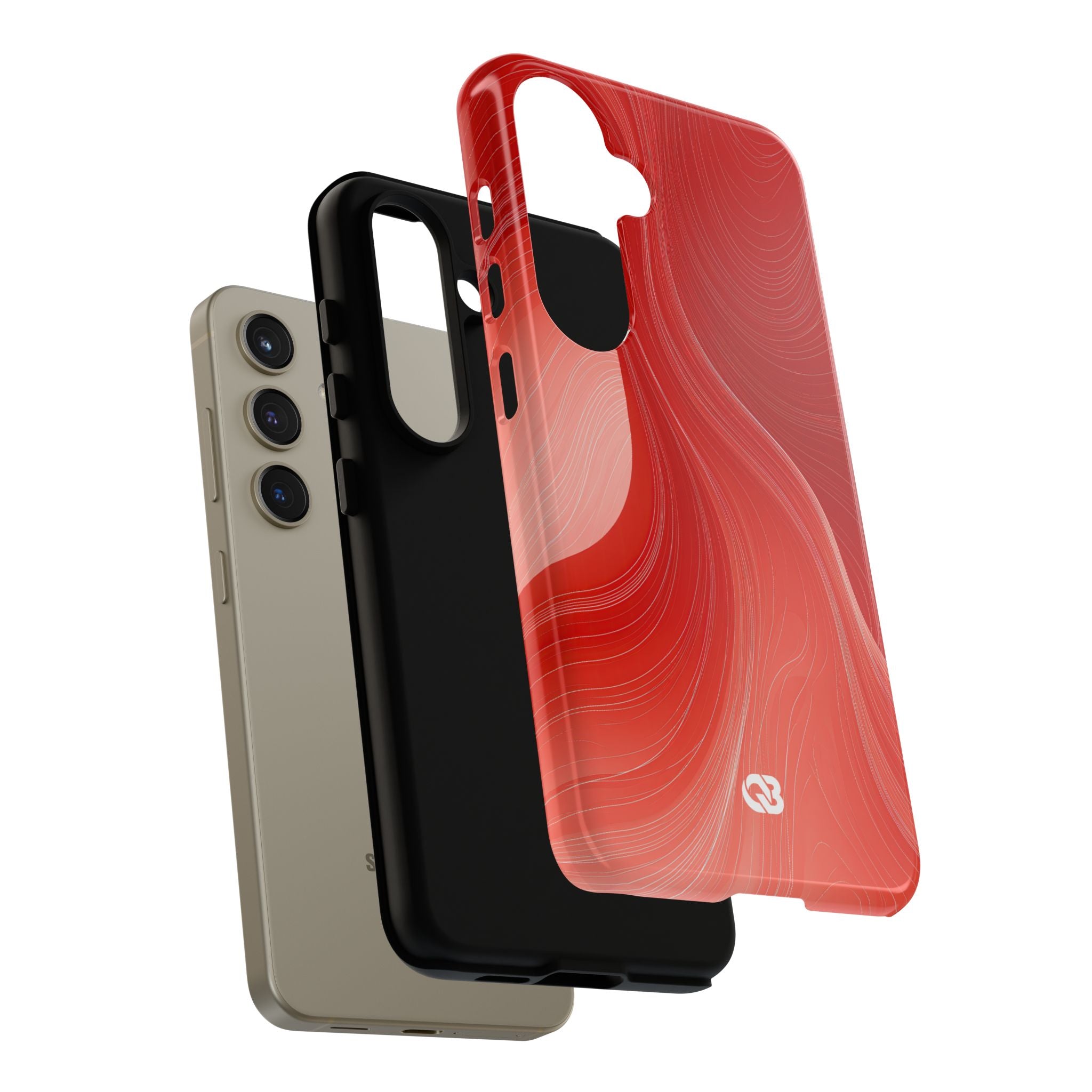 Red Tough Phone Case for Samsung - Crimson Silk Strands
