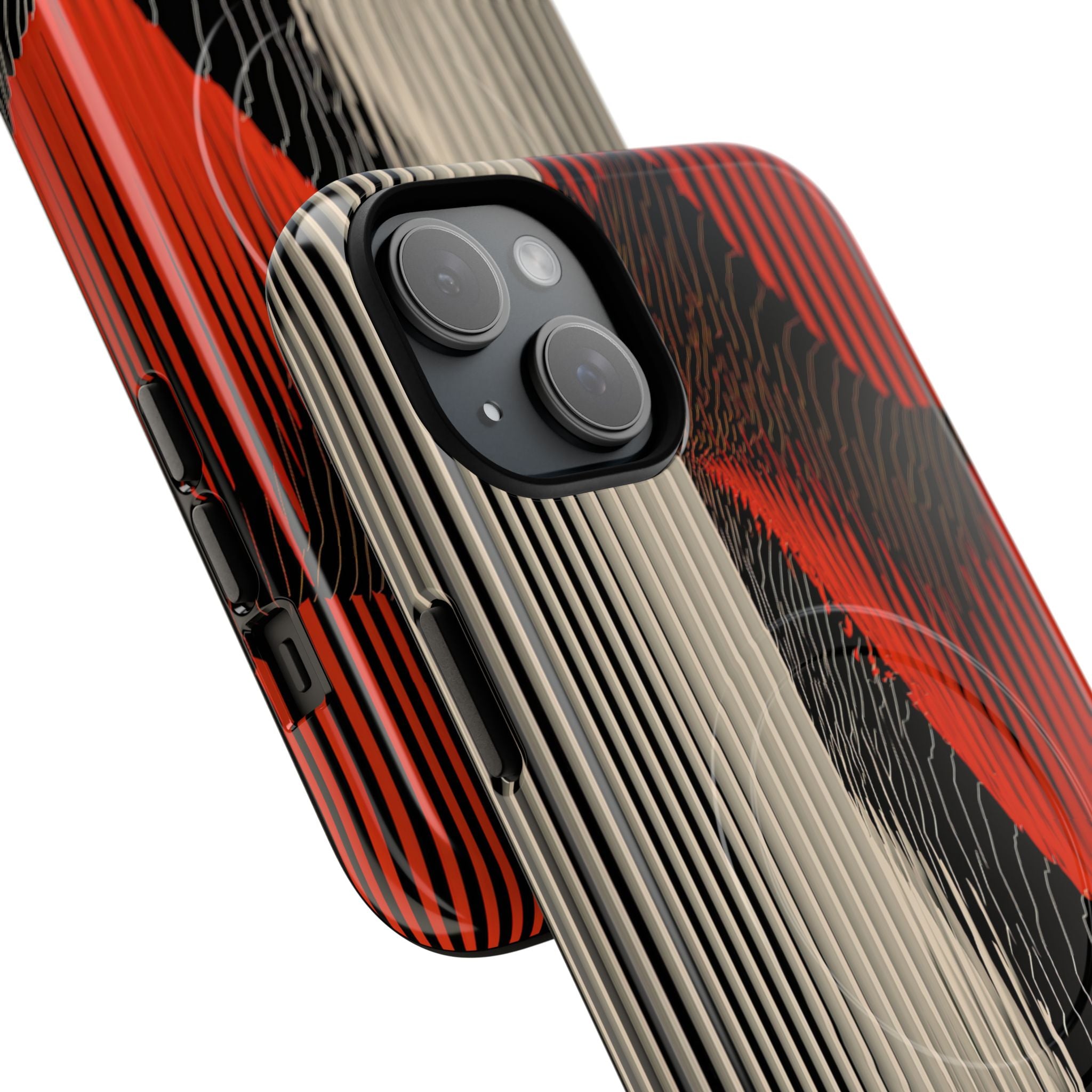 Red Tough 2.0 Magsafe Phone Case for iPhone - Crimson Pulse Topo