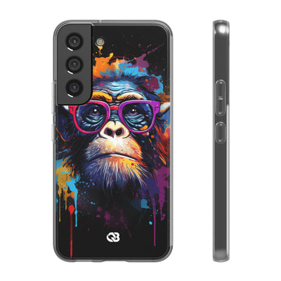 Neon Splatter Primate · Soft Telefoncover til Samsung