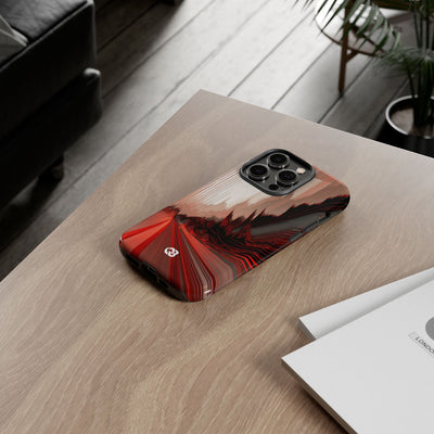 Red Tough Phone Case for iPhone - Crimson Pulse Horizon